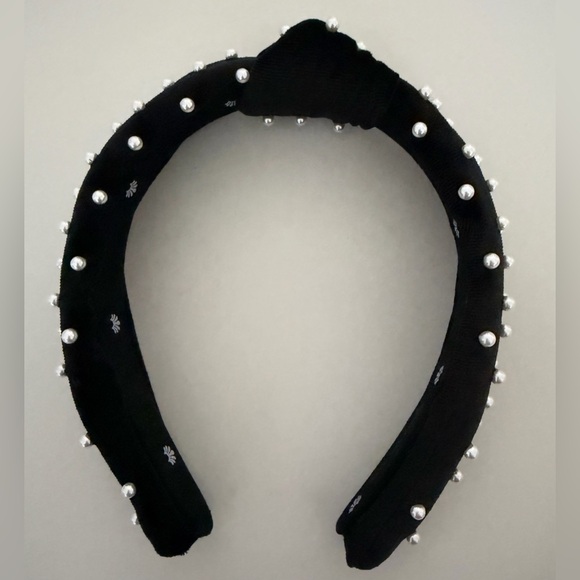 Lele Sadoughi Black Velvet Pearl Headband
